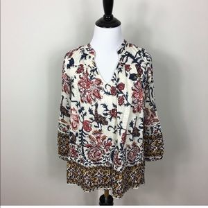 Chelsea & Theodore Boho Printed Peasant Top XS